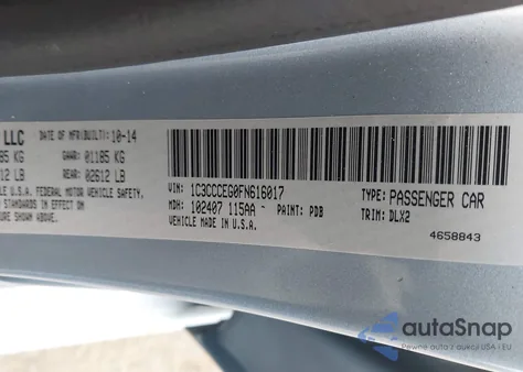 2015 Chrysler 200 C from USA, damaged, VIN 1C3CCCEG0FN616017